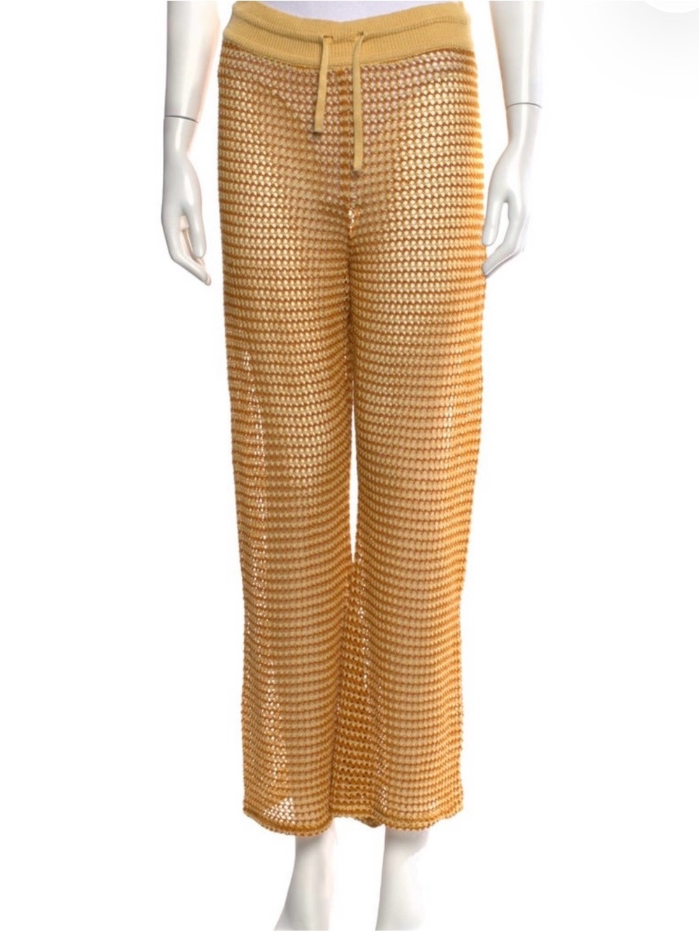 Rejina Pyo Yellow Crochet Wide-Leg Drawstring Pants